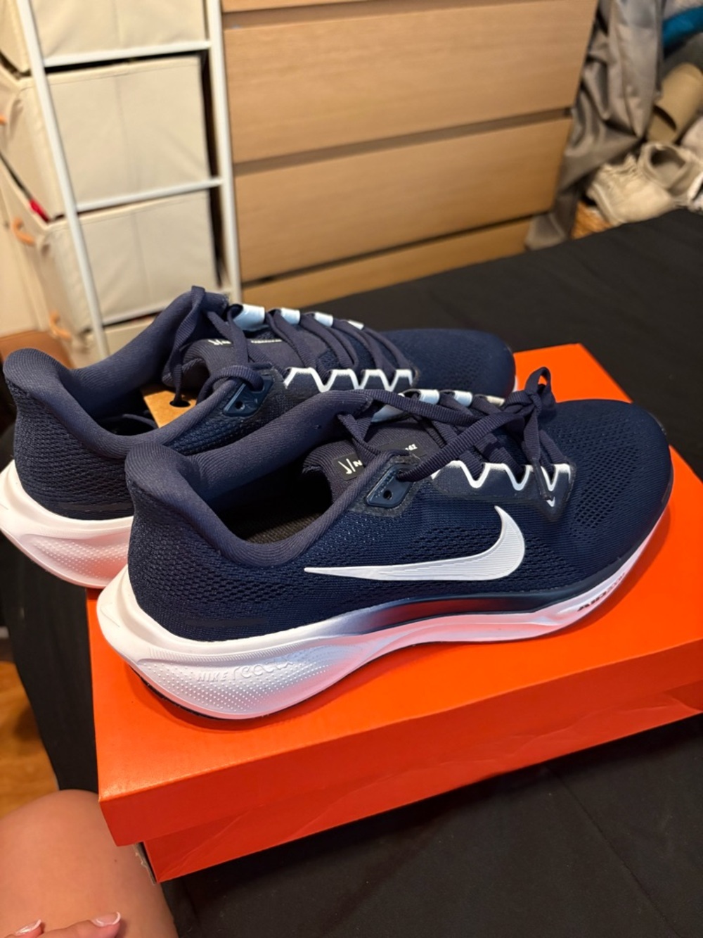 Nike Navy & White Mesh Running Sneakers